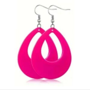 3" Vibrant Pink droplet earrings